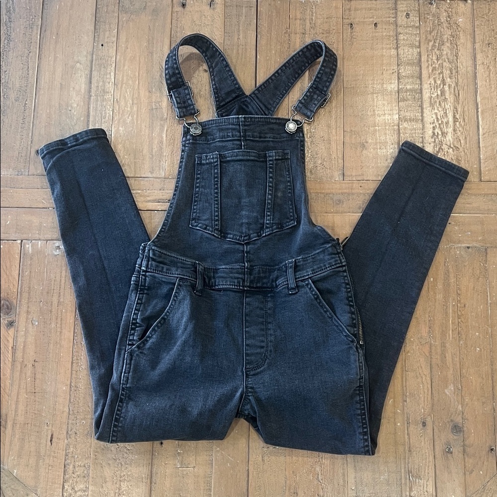 Gap black denim jeans overalls girls large 10 slim fit skinny